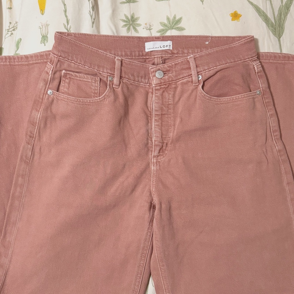 Loft Pink Wide-Leg Jeans
